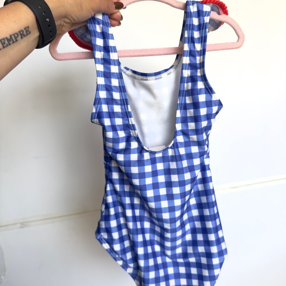 Cat & Jack Blue and White Gingham Swimsuit